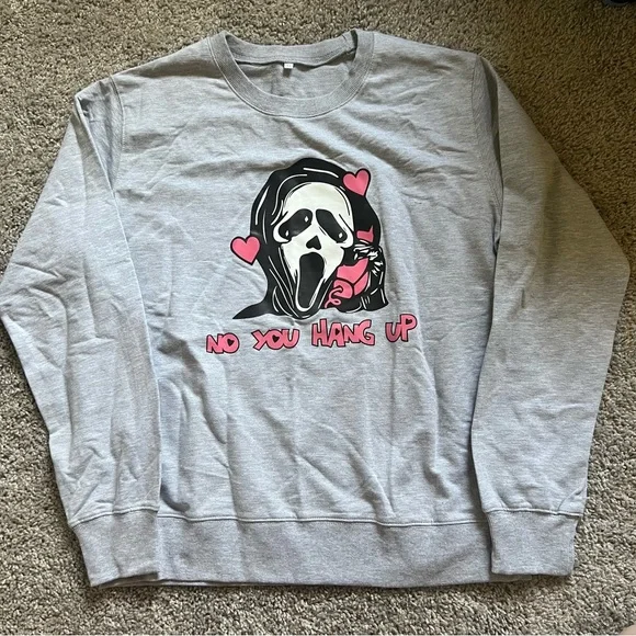 Gray ghost face Halloween sweatshirt - Picture 1 of 1